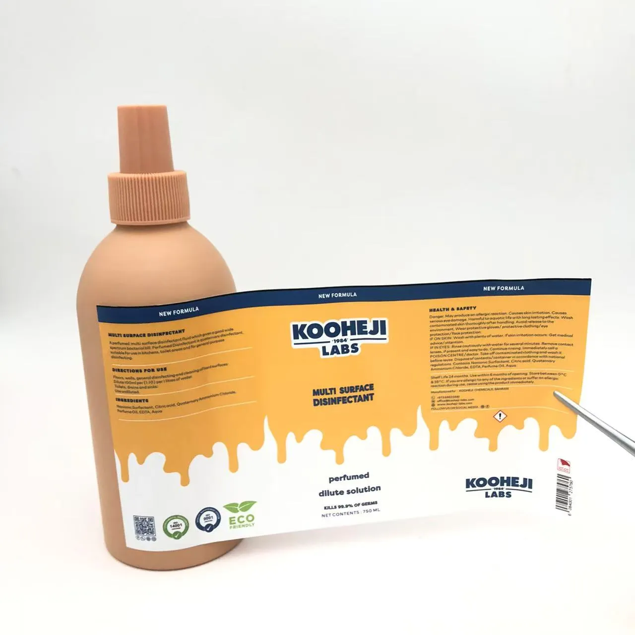 Etikete za embalažo plastenk z razkužilom