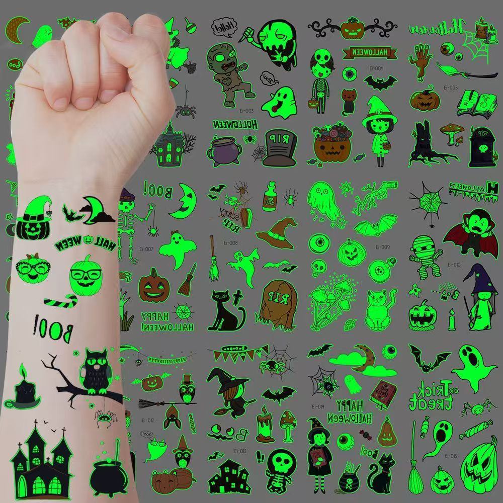Noč noč čarovnic Glow Tattoo nalepke